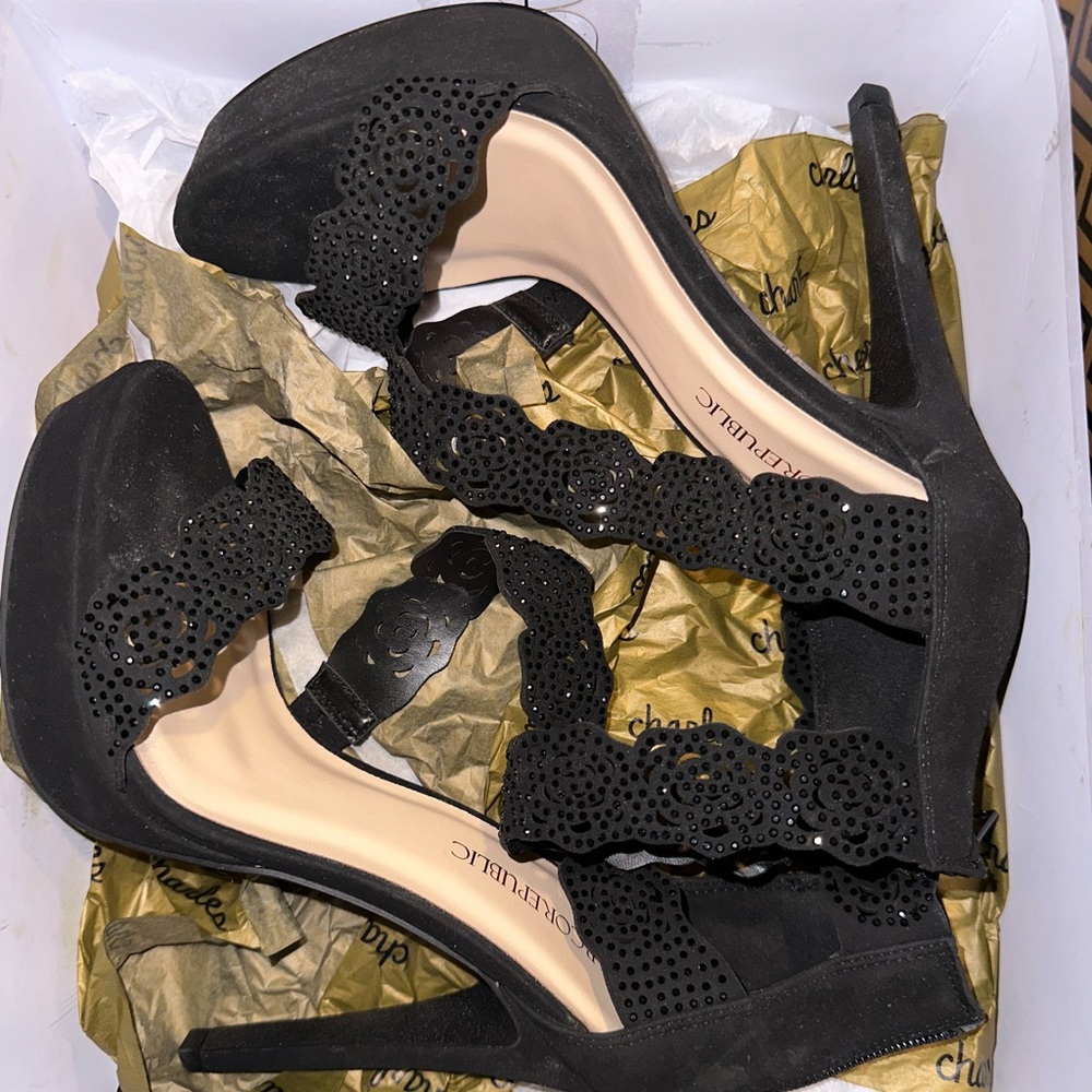 Charles David Black sparkles heels